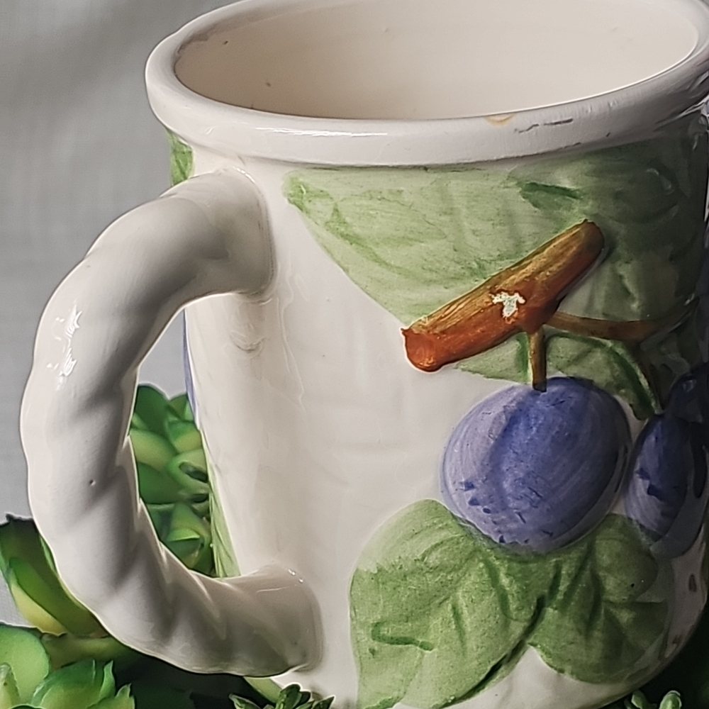 Fruit De Jour By Shafford 1987 Blueberry Embossed Design Ceramic Mug - Picture 4 of 7